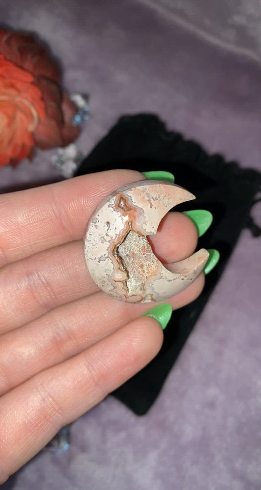 Pink Crazy Lace Agate Moon